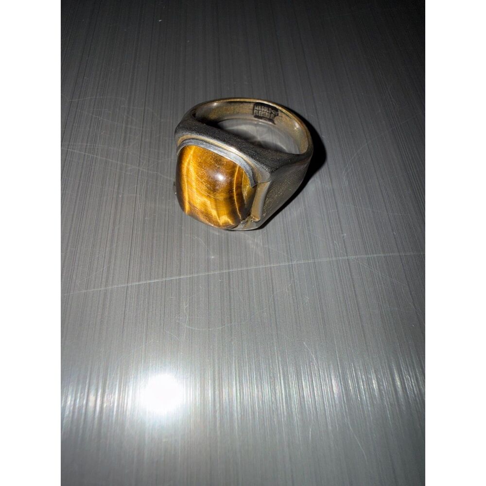 Vintage Men’s Tiger’s Eye Ring – Size 11 – 14K Gold Electroplate